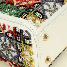 Christian Dior Off White Beaded Cannage Chain Mini Lady Dior Bag