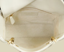Christian Dior Off White Beaded Cannage Chain Mini Lady Dior Bag