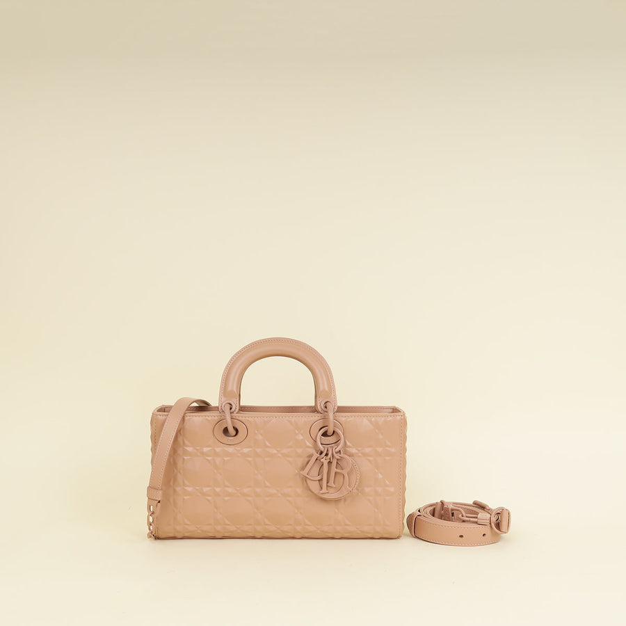 Christian Dior Rose De Vents Lady Dior D-Joy Cannage Diamond Medium Bag