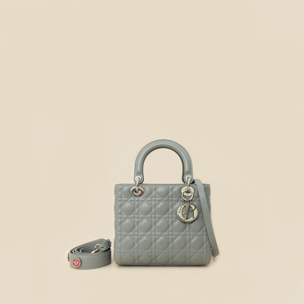 Christian Dior Gray Lady Dior Medium Bag