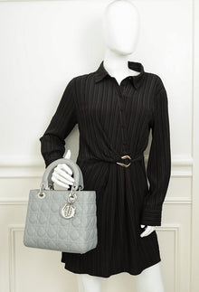 Christian Dior Gray Lady Dior Medium Bag