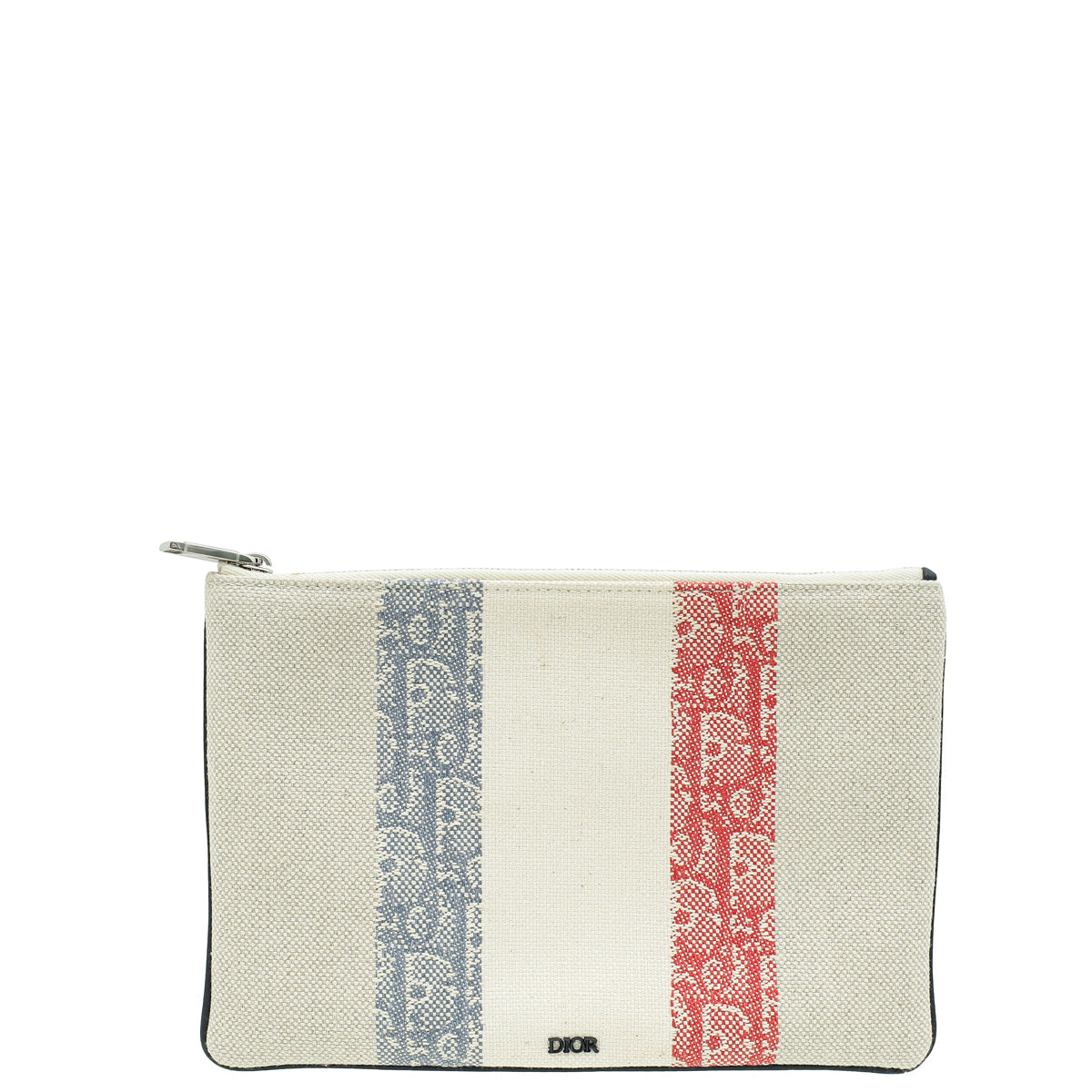 Christian Dior Tricolor Oblique Stripe Zip Pouch