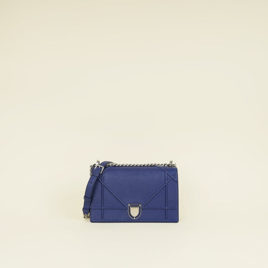 Christian Dior Royal Blue Diorama Flap Medium Shoulder Bag