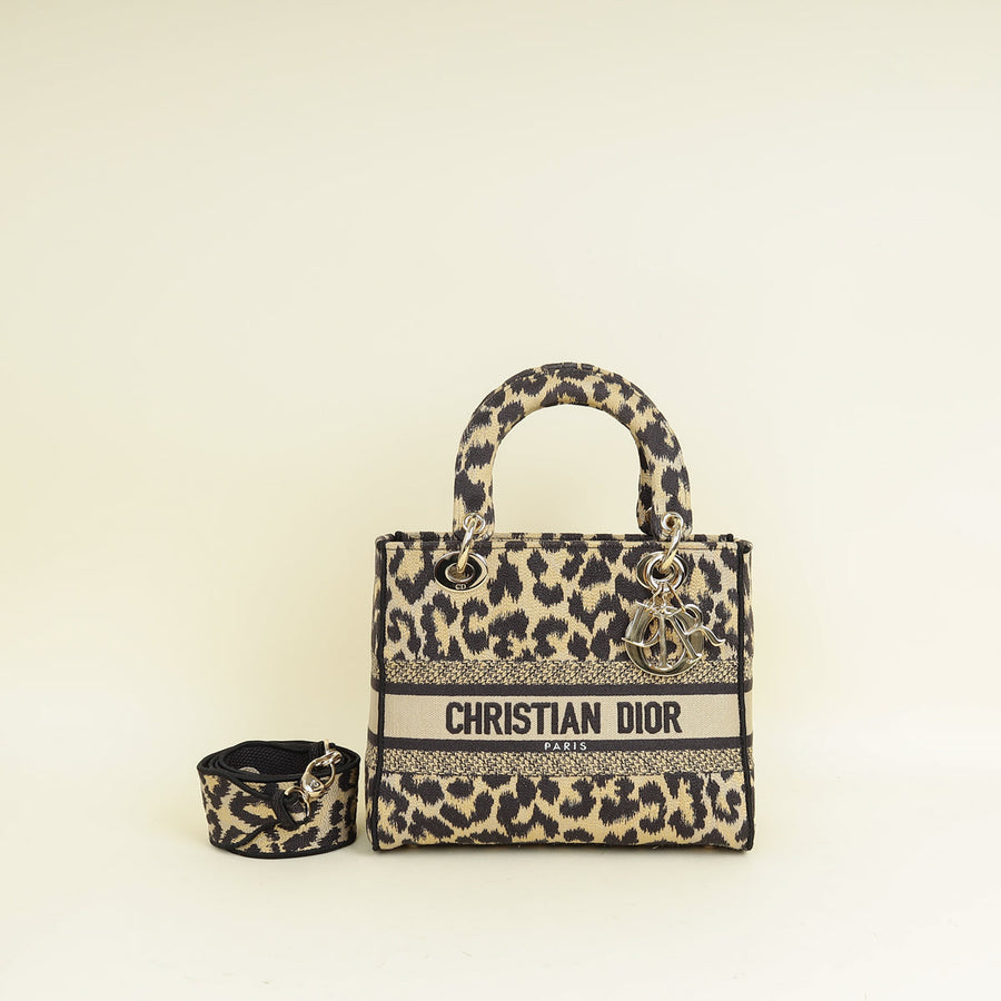 Christian Dior Bicolor Lady D-Lite Mizza Embroidered Medium Bag