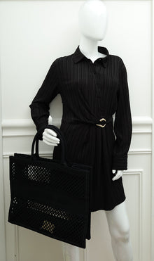 Christian Dior Black Mesh Embroidered Large Book Tote Large Bag