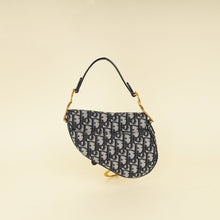 Christian Dior Navy Blue Oblique Mini Saddle With Medallion Strap