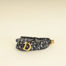 Christian Dior Navy Blue Oblique Mini Saddle With Medallion Strap