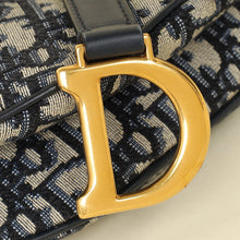 Christian Dior Navy Blue Oblique Mini Saddle With Medallion Strap