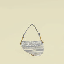 Christian Dior Bicolor Toile De Jouy Saddle Medium Bag W/ MKF Initial