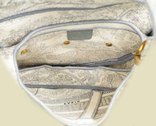 Christian Dior Bicolor Toile De Jouy Saddle Medium Bag W/ MKF Initial