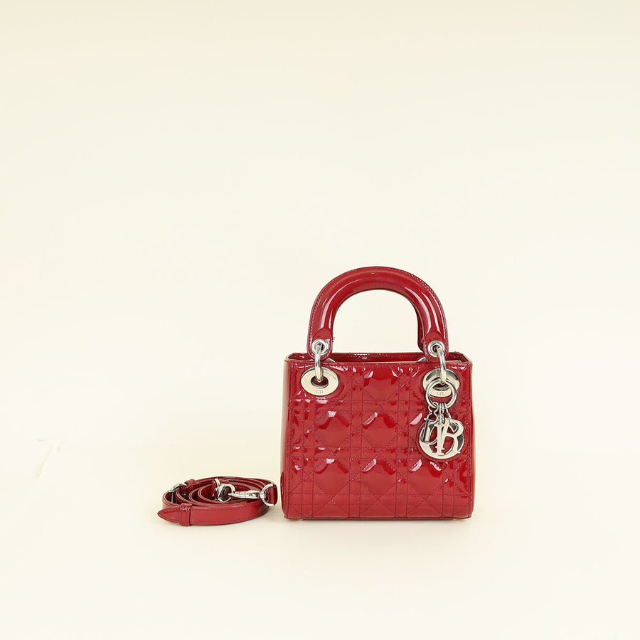 Christian Dior Cherry Red Lady Dior Mini Strap Bag