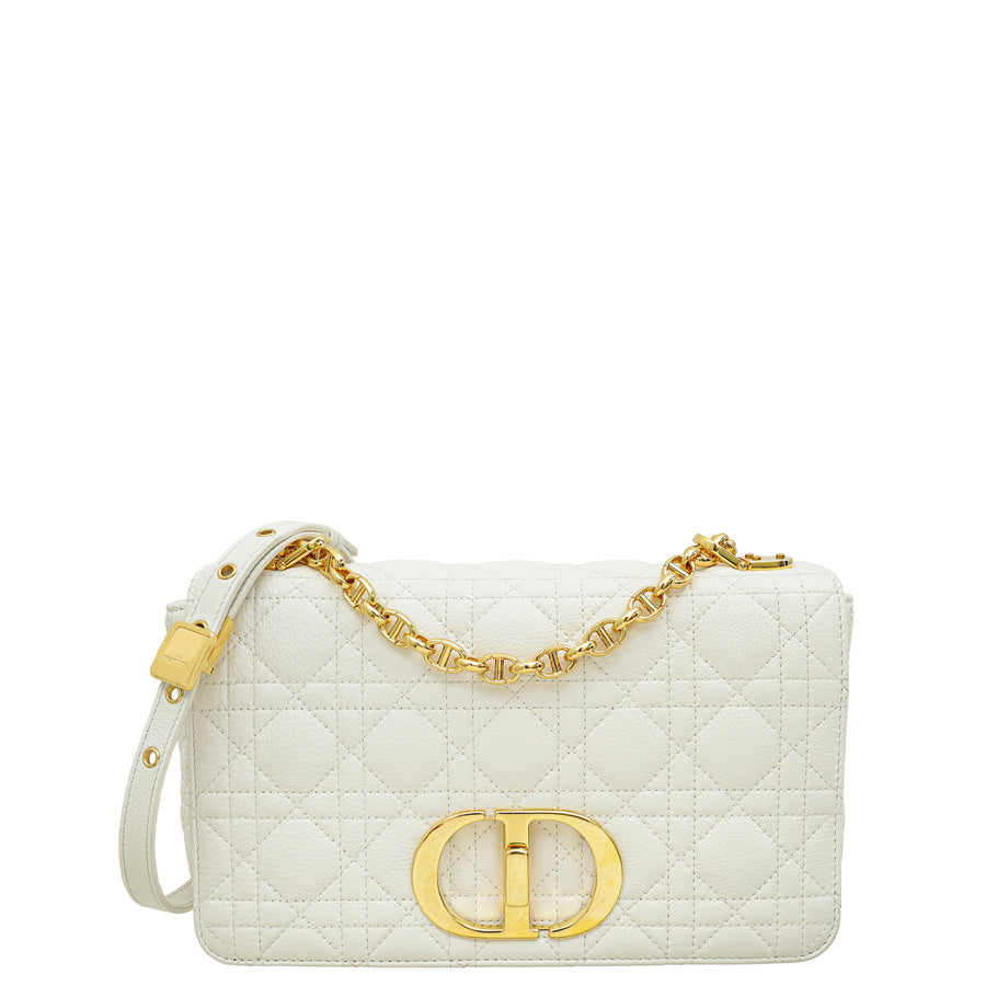 Christian Dior White Caro Medium Bag