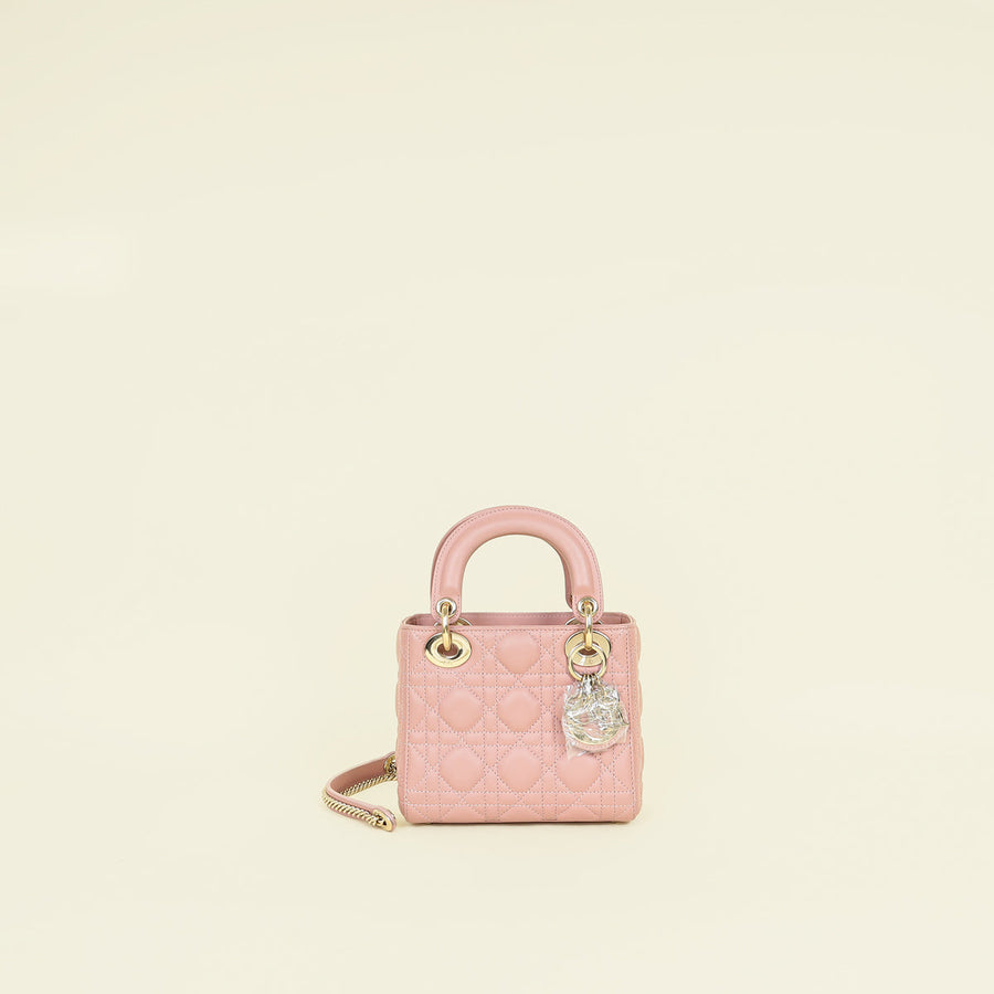 Christian Dior Rose De Vents Chain Mini Lady Dior Bag