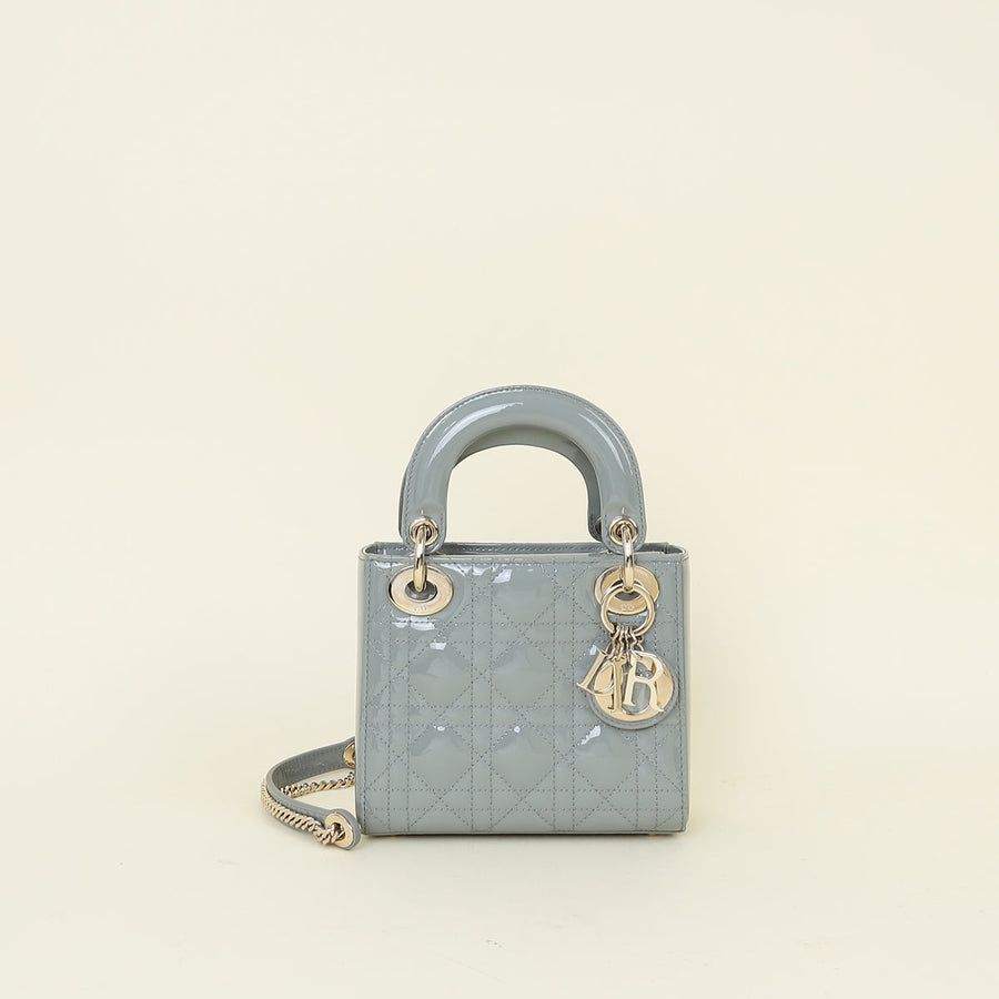 Christian Dior Blue Sage Chain Mini Lady Dior Bag