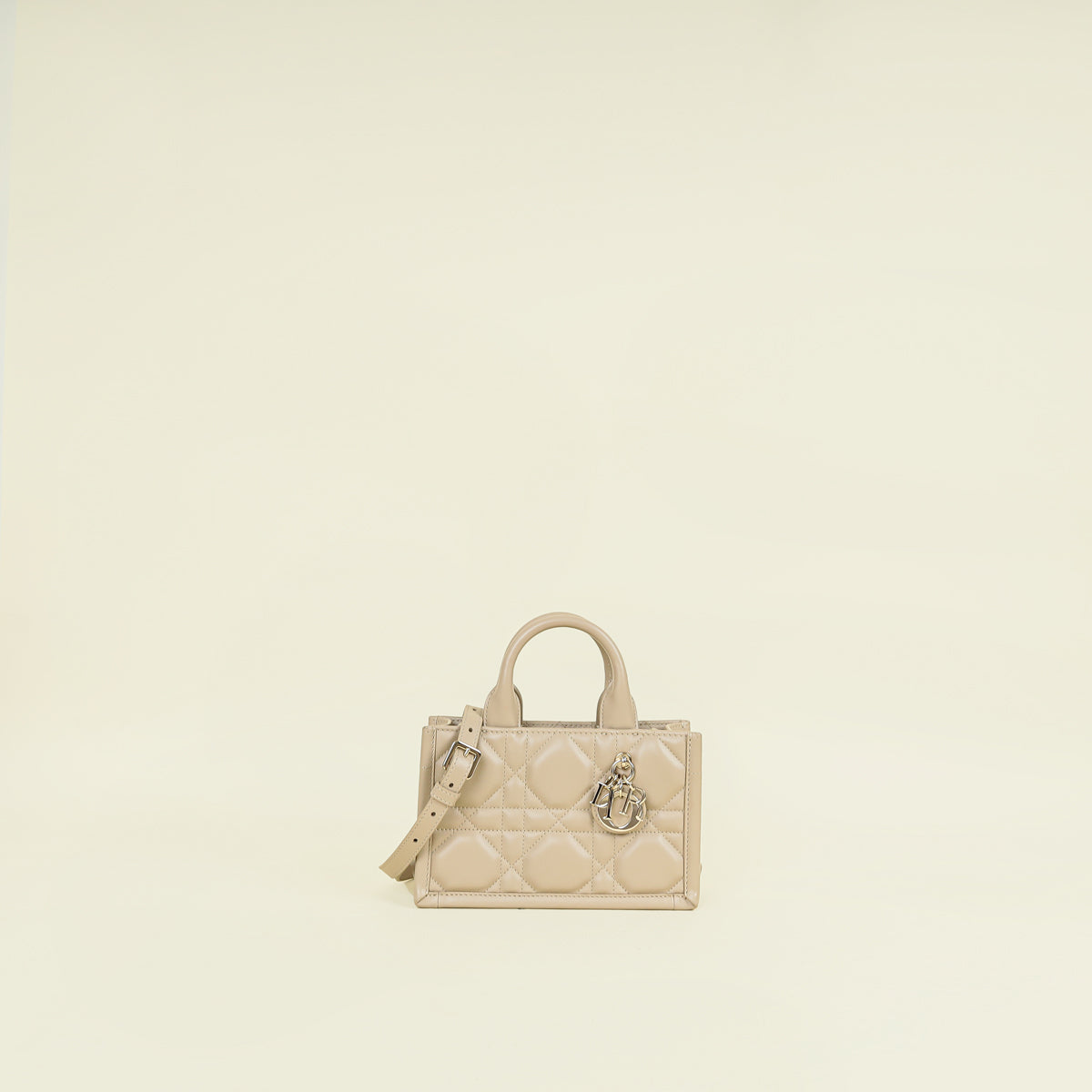 Christian Dior Powder Beige Macrocannage Mini Book Tote Bag