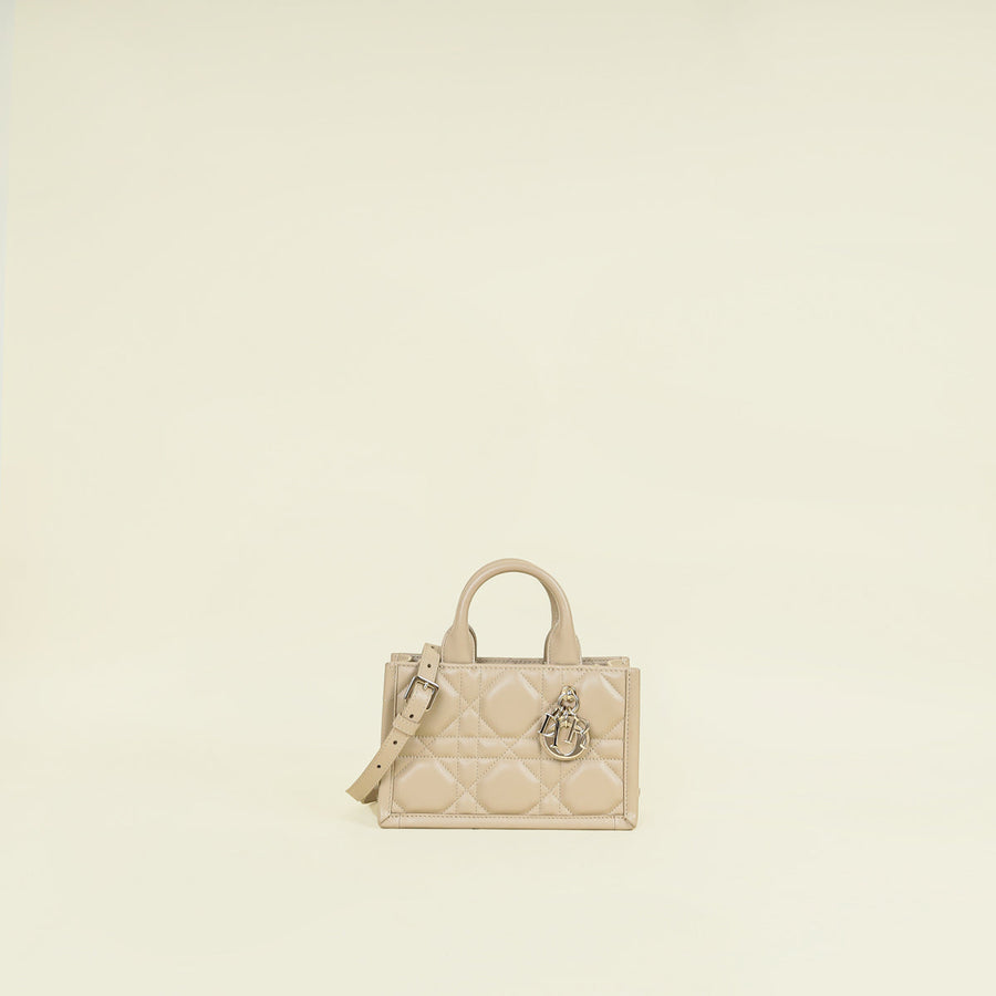 Christian Dior Powder Beige Macrocannage Mini Book Tote Bag