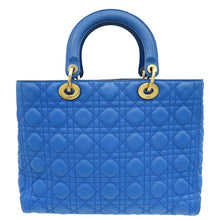 Christian Dior Royal Blue Cannage Supple Lady Dior Large Bag