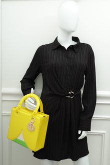Christian Dior Yellow Multicolor Art Ltd. Ed. Leonhard Hurzlmeier Lady Dior Medium Bag