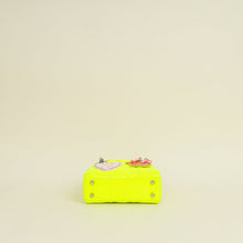 Christian Dior Neon Green Lady Dior Micro with Embroidered Patch Bag