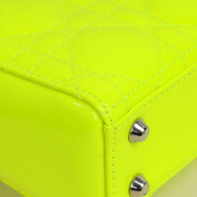 Christian Dior Neon Green Lady Dior Micro with Embroidered Patch Bag
