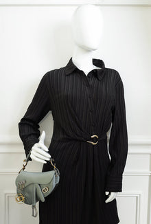 Christian Dior Grey Mini Saddle Satin Crystal Embellished Brooch Bag