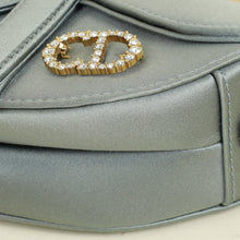 Christian Dior Grey Mini Saddle Satin Crystal Embellished Brooch Bag