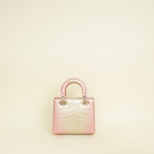 Christian Dior Bicolor Metallic Lady Dior Alligator Small Bag