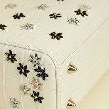Christian Dior White Lady Dior Matte Alligator Flower Crystal Beads Small Bag