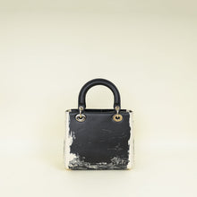 Christian Dior Bicolor Lady Dior Paris Print and Rhinestone Embroidery Medium Bag