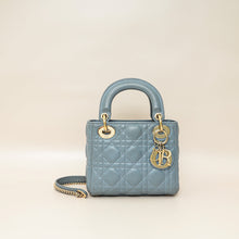 Christian Dior Blue Grey Lady Dior Mini Chain Bag
