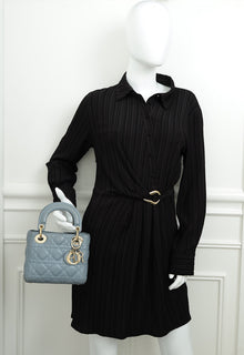 Christian Dior Blue Grey Lady Dior Mini Chain Bag