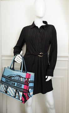 Christian Dior Bicolor Book Tote D-Jungle Pop Embroidery Medium Bag CATHRINE INITIAL