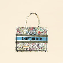 Christian Dior White Multicolor D-Constellation Embroidery Book Medium Tote Bag