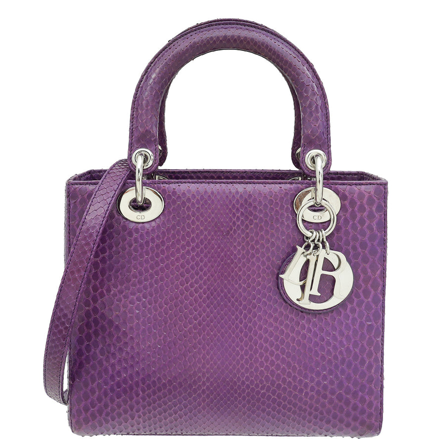 Christian Dior Violet Python Lady Dior Medium Bag