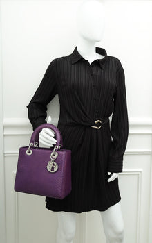 Christian Dior Violet Python Lady Dior Medium Bag