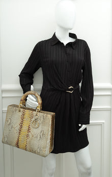 Christian Dior Bicolor Python Lady Dior Large Bag