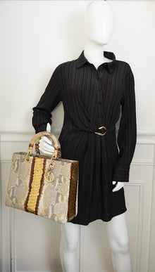 Christian Dior Bicolor Snakeskin Lady Dior Large Bag