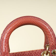 Christian Dior Mauve Pink Snakeskin Lady Dior Large Bag
