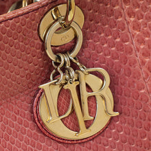 Christian Dior Mauve Pink Snakeskin Lady Dior Large Bag