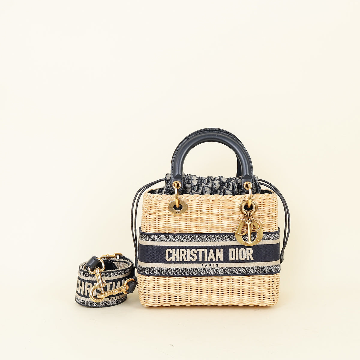 Christian Dior Bicolor Wicker Lady Dior Medium Bag