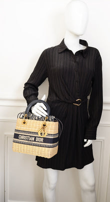 Christian Dior Bicolor Wicker Lady Dior Medium Bag