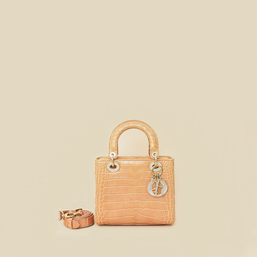 Christian Dior Blush Nude Alligator w/ Crystal Lady Dior Small Bag