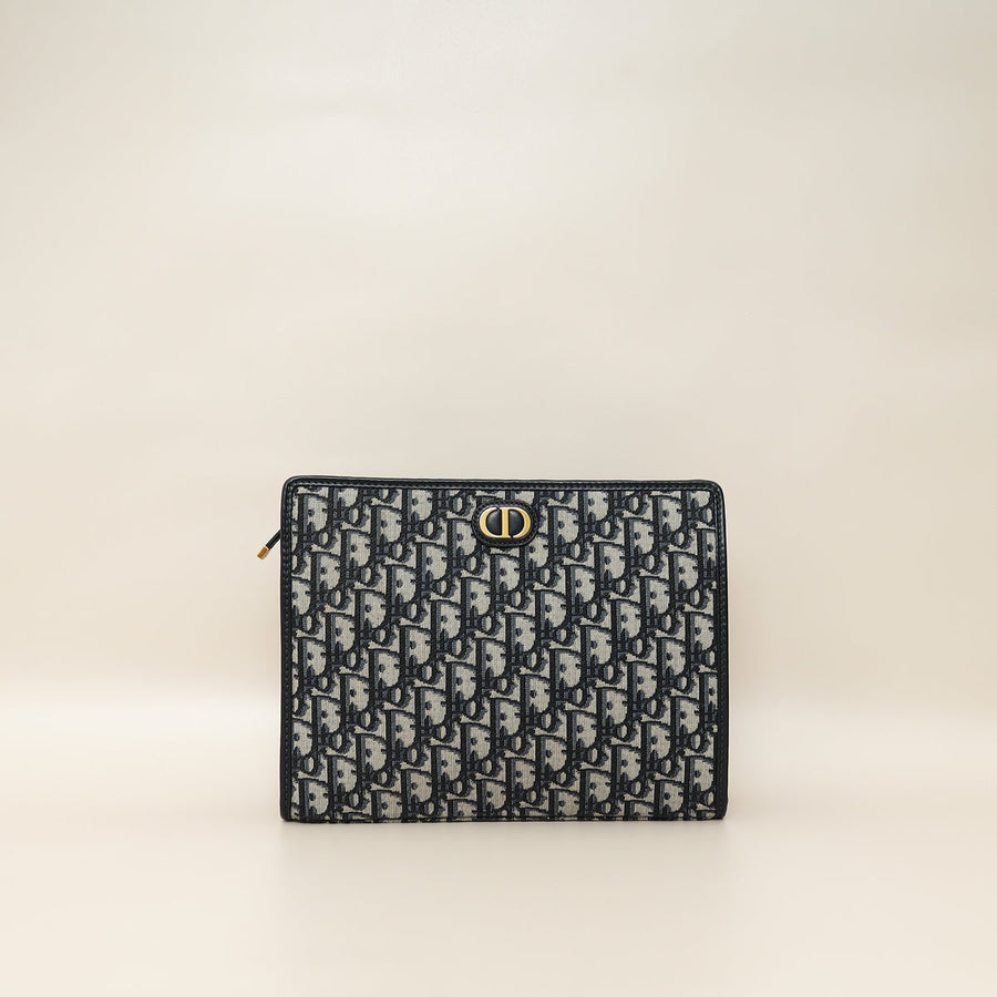 Christian Dior Navy Blue Oblique 30 Montaigne Dea Pouch