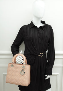 Christian Dior Cream Cannage Lady Dior Medium Bag