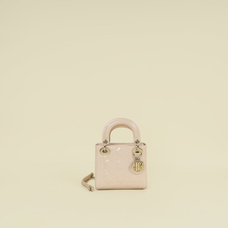 Christian Dior Powder Beige Lady Dior Chain Mini Lady Dior Bag