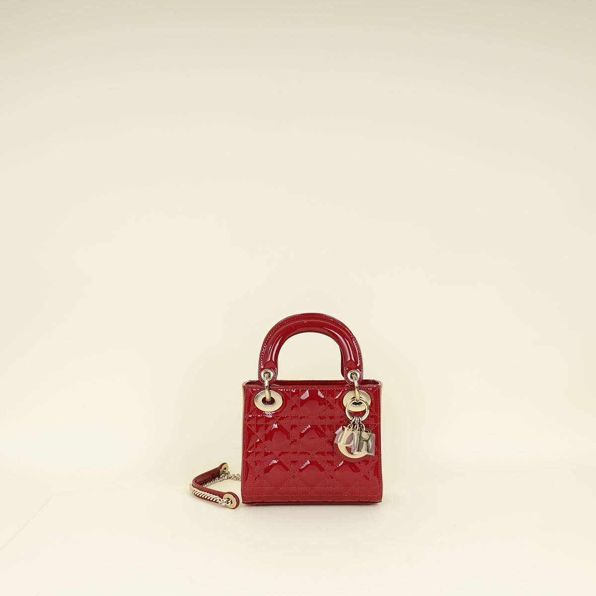 Christian Dior Cherry Red Lady Dior Mini Chain Bag