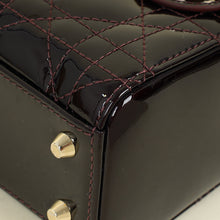 Christian Dior Dark Wine Lady Dior Patent Mini Chain Bag