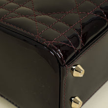 Christian Dior Dark Wine Lady Dior Patent Mini Chain Bag