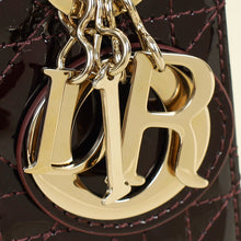 Christian Dior Dark Wine Lady Dior Patent Mini Chain Bag
