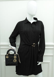 Christian Dior Black Chain Mini Lady Dior Bag W/ Twilly